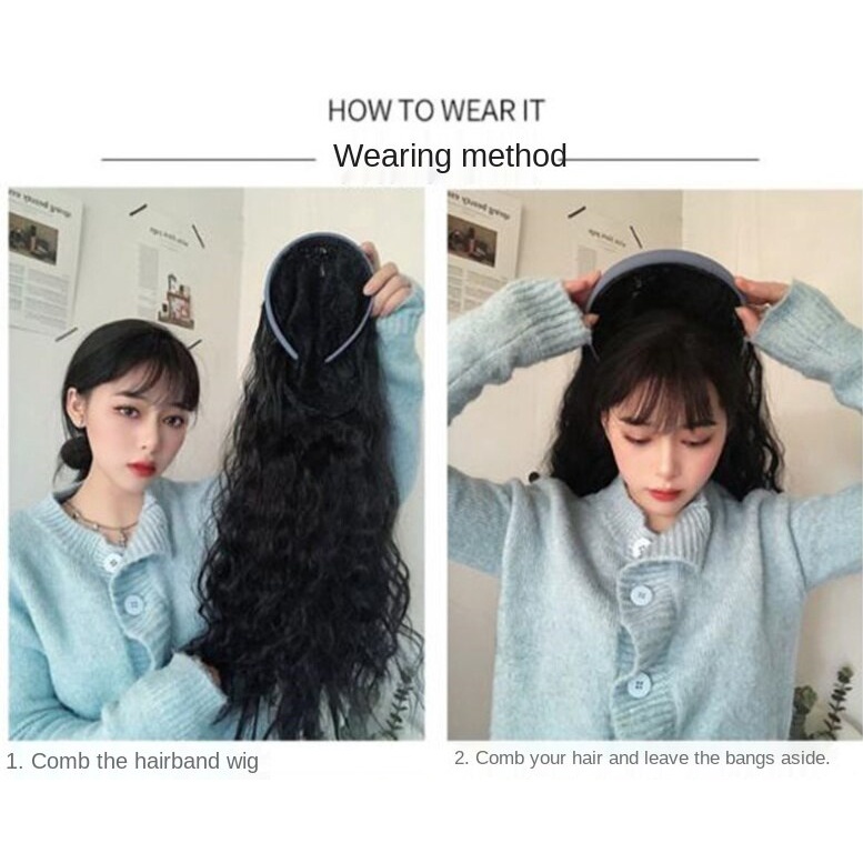 Tóc giả dài thẳng tay lửng phối tua rua pha lê có thể tháo rời cho nữ