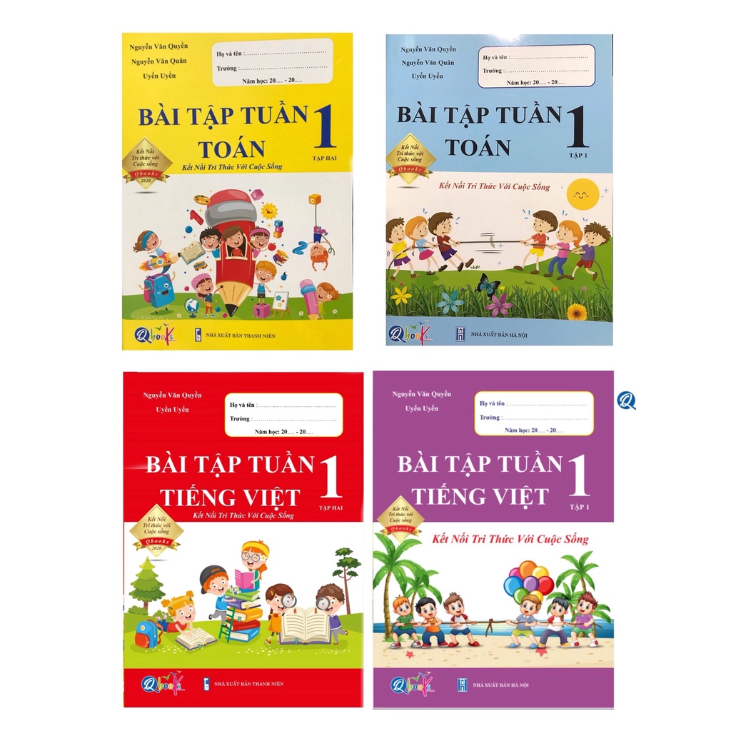 Sách - 4 cuốn Bài tập tuần Toán Tiếng Việt 1 tập 1+ tập 2 (kết nối tri thức)