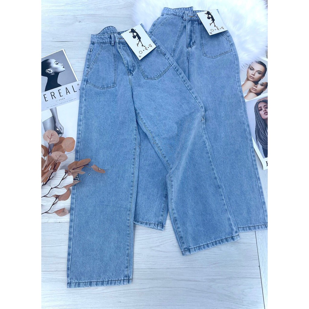 [VIDEO FREESHIP HÌNH THẬT] QUẦN JEAN ỐNG RỘNG NỮ 2 TÚI NGŨ GIÁC TRƯỚC FORM DÀI RỘNG ĐỦ MÀU CAO CẤP NITIQC