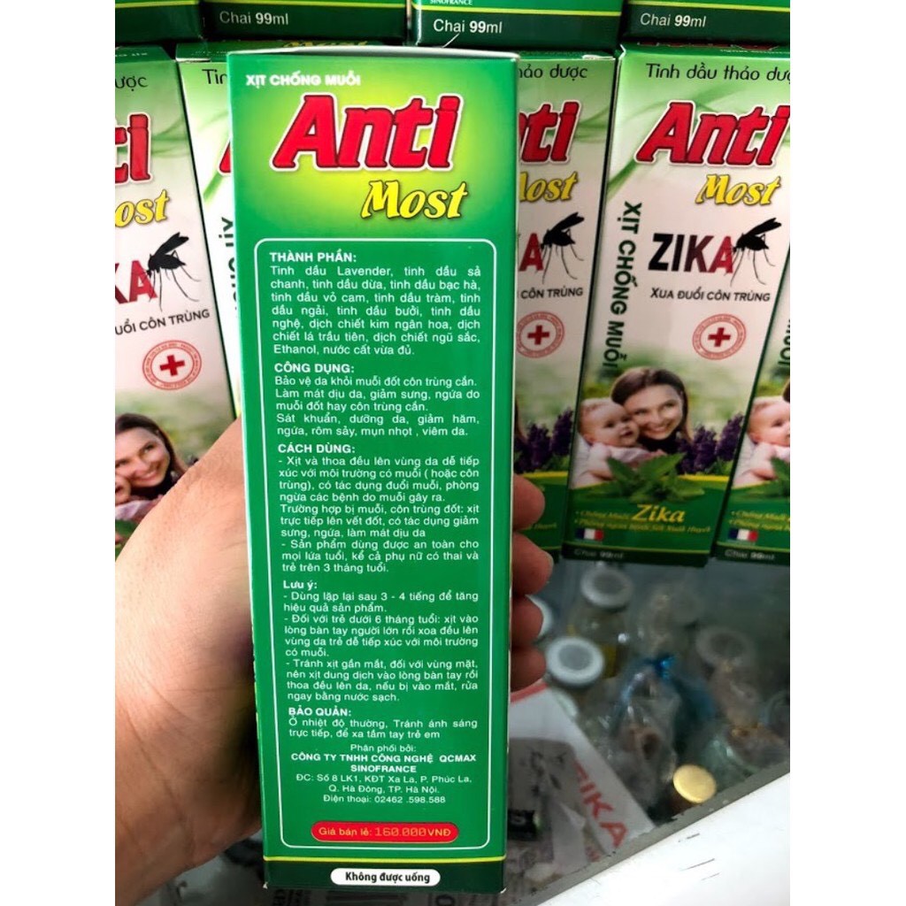 Xịt chống muỗi Zika Anti Most lọ 99ml