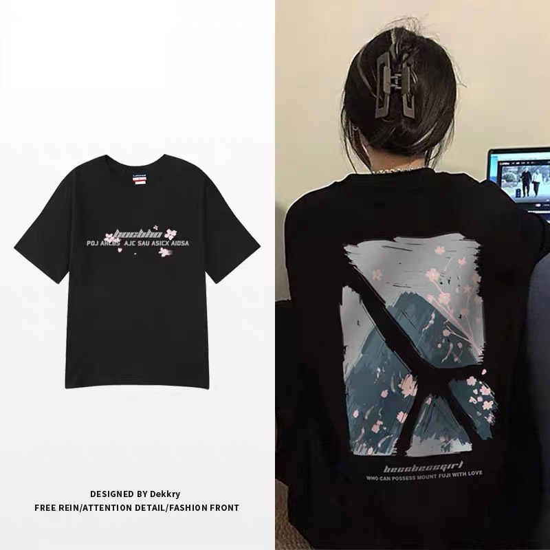 Áo thun nữ tay ngắn cổ cao cổ cao phiên bản hàn quốc siêu hot street style hiphop chiên đường phố áo nửa tay