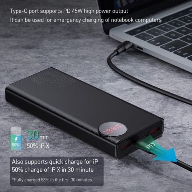Pin dự phòng 33W-65W Baseus Mulight dung lượng 30000mAh sạc nhanh QC30/PD cho Iphone/ Ipad/Samsung