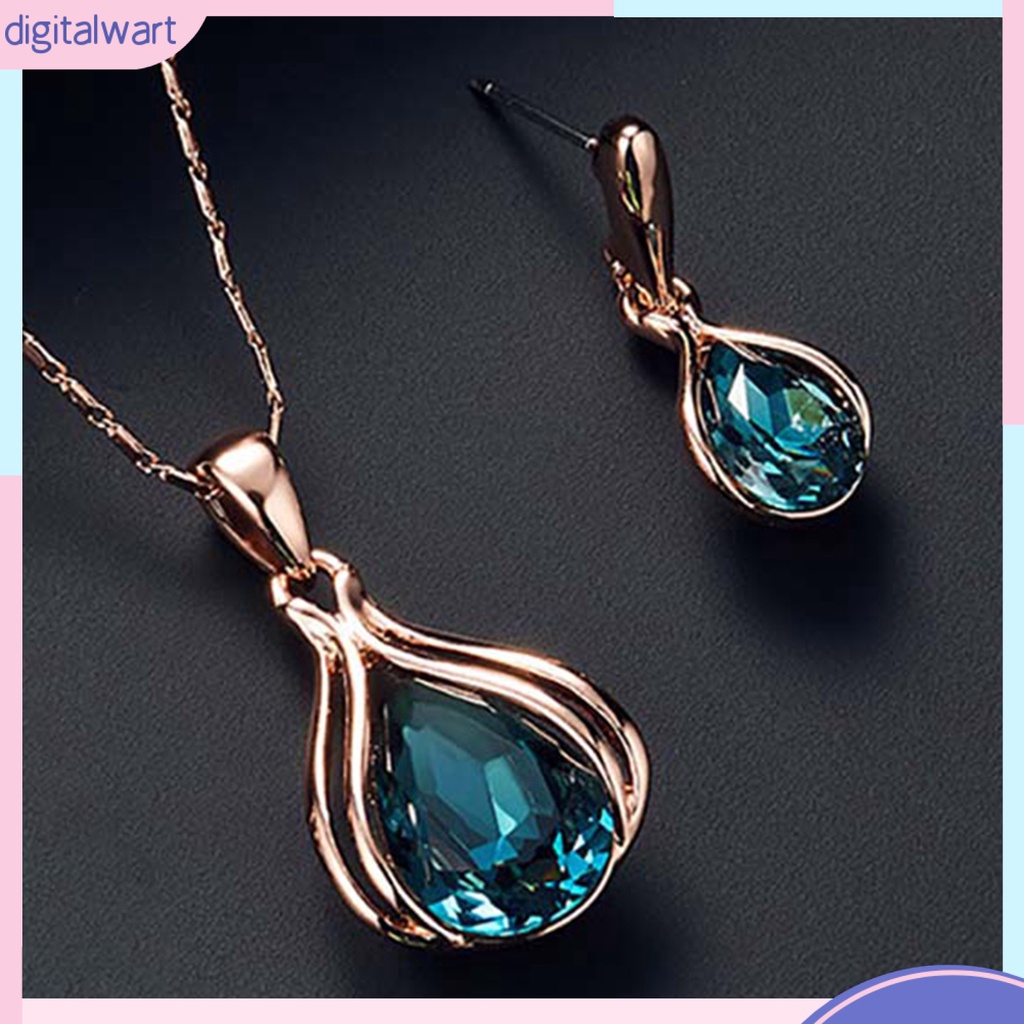 Set Dây Chuyền Và Đôi Khuyên Tai Đính Đá Kiểu Dáng Sang Trọng Cho Nữ