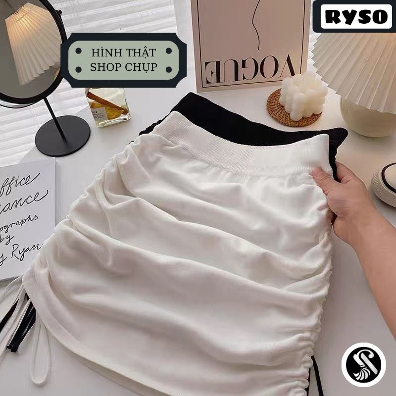 Chân váy nhún rút dây 2 bên vải thun borip có giản ôm body có quần lót trong | BigBuy360 - bigbuy360.vn
