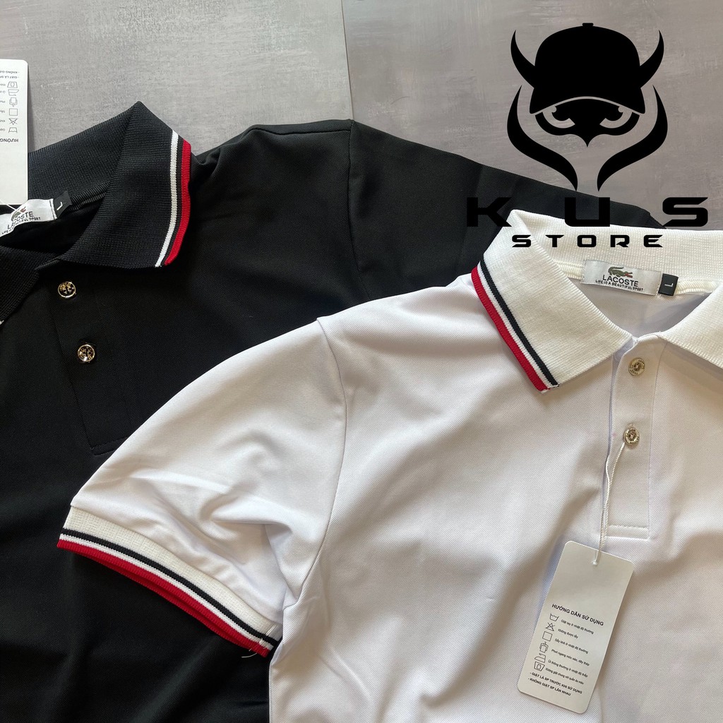 ÁO POLO Nam cổ bẻ - Phông Thun Nam có cổ ngắn tay thêu Cá Sấu phối viền thời trang - 2 Màu Đen|Trắng Trẻ Trung | BigBuy360 - bigbuy360.vn