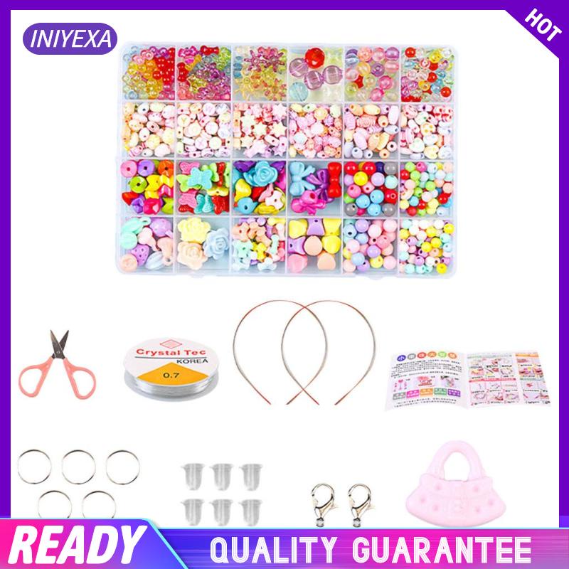 Bộ Hạt Đầy Màu Sắc Dùng Làm Trang Sức Vòng Tay / Vòng cổ Thủ Công DIY Cho Bé Gái