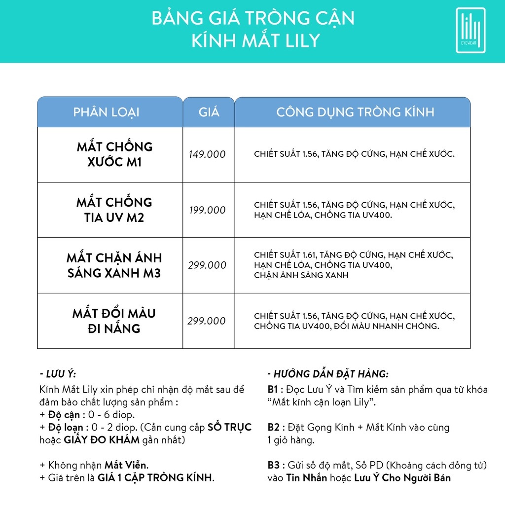 Kính gọng vuông nam nữ LILYEYEWEAR chất liệu nhựa thanh mảnh nhẹ nhàng thời trang 2069