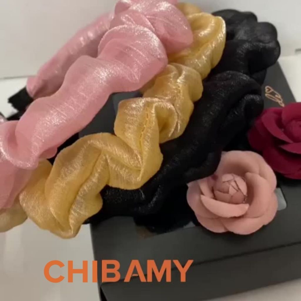 Bờm cài tóc vải voan xếp ly nhún BAMY cute, băng đô nữ phong cách tiểu thư Hàn Quốc