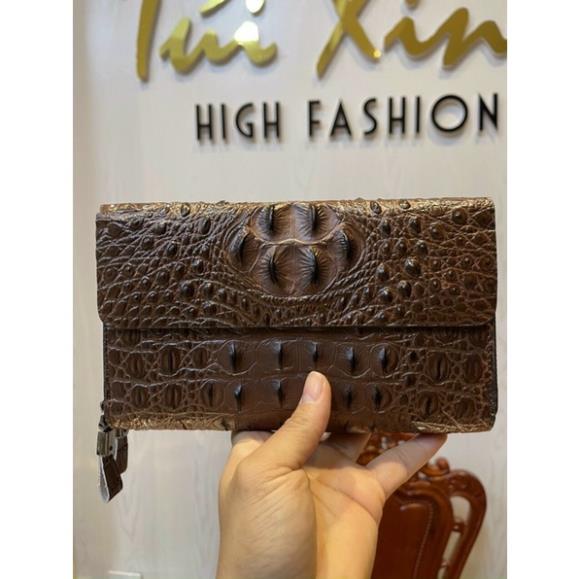 Ví Cầm Tay Da Bò Thật Dập Vân Cá Sấu Clutch Nam Cao Cấp Rẻ Đẹp - A&ESHOP 878998
