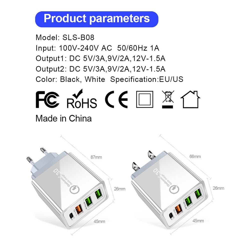 48W Quick Charge 4.0 3.0 Bộ sạc USB Sạc nhanh PD 3.0 Bộ sạc điện thoại di động cho iphone Samsung Xiaomi Huawei