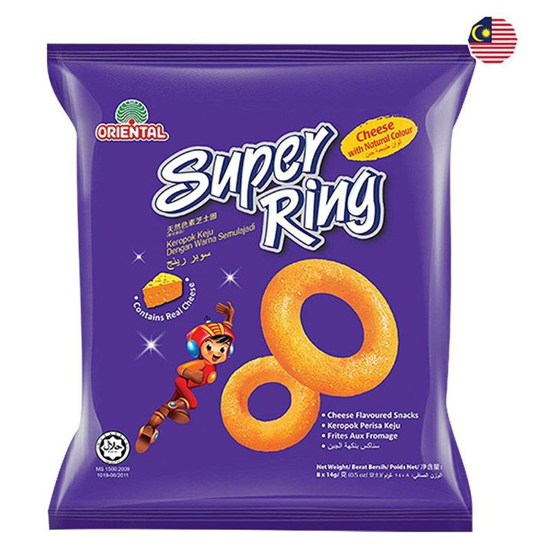 Hàng siêu thị - Snack Super Ring Cheese Oriental/Chesse Ball 112g (8 Gói x 14G)