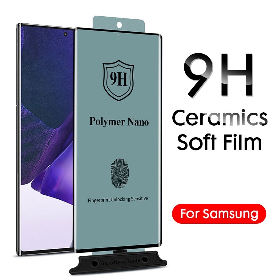 Kính Cường Lực Gốm Dẻo Full Màn Siêu Mỏng hình cong Cho Samsung Galaxy S23 S22 S21 S20 S10 S9 S8 Ultra Plus Note 10 Plus 20 Ultra 8 9