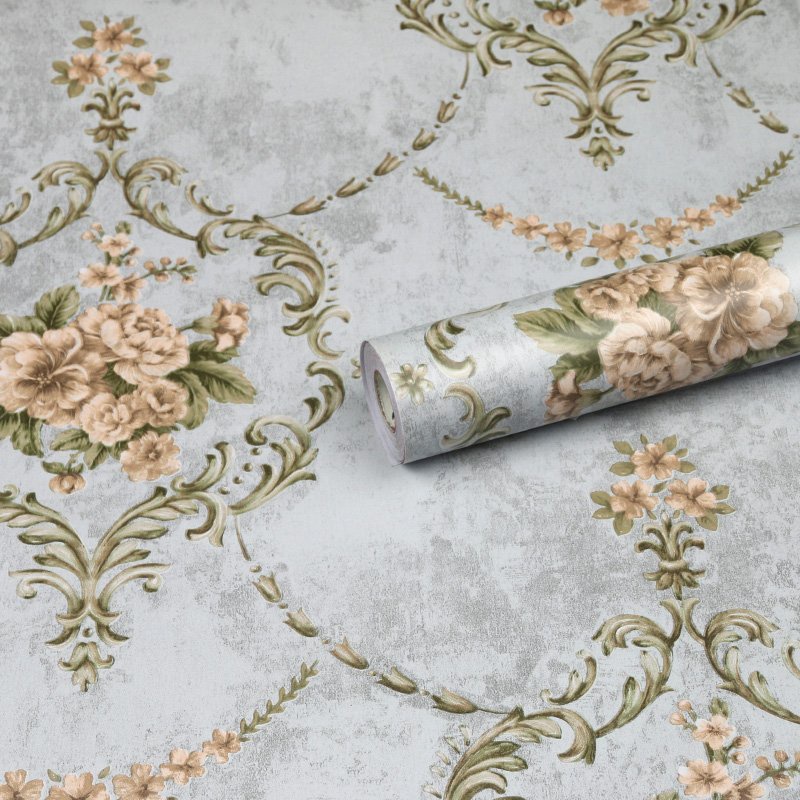 Decal giấy dán tường CHÙM HOA CHÂU ÂU XÁM khổ 45cm keo sẵn