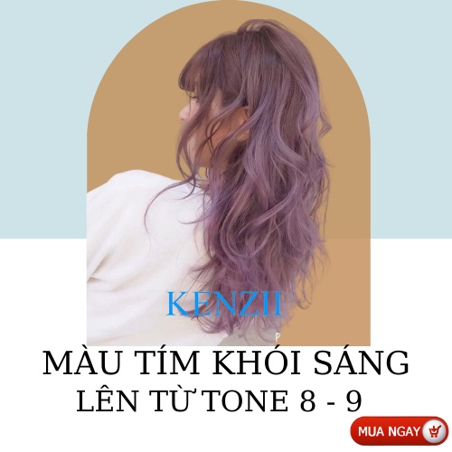 Thuốc Nhuộm Tóc Màu Tím Khói Sáng  Tặng Trợ Nhuộm  Kenzii Lên Từ Tone 8 - 9 ( Thuốc Nhuộm Tóc Tím )