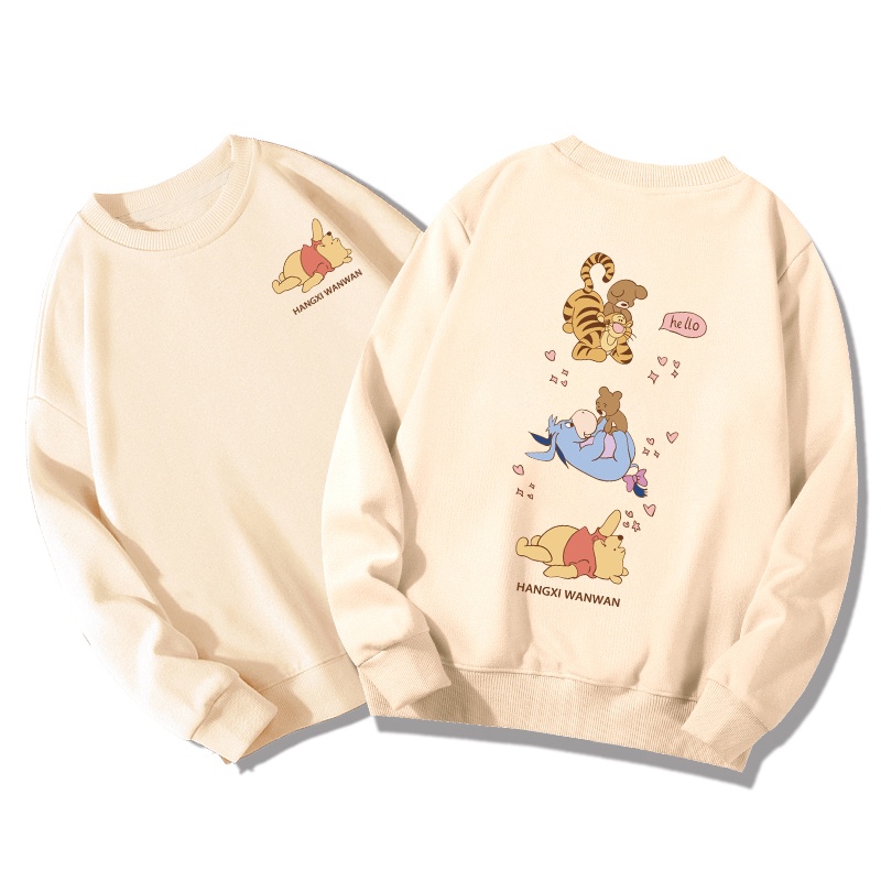 Áo Sweater Tay Dài Cỡ Lớn In Hoạt Hình Winnie The Pooh Dễ Thương Cho Nữ