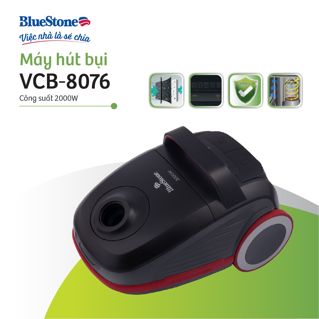 [Mã ELBLUE12 giảm 7% đơn 500K] Máy hút bụi Bluestone VCB-8076