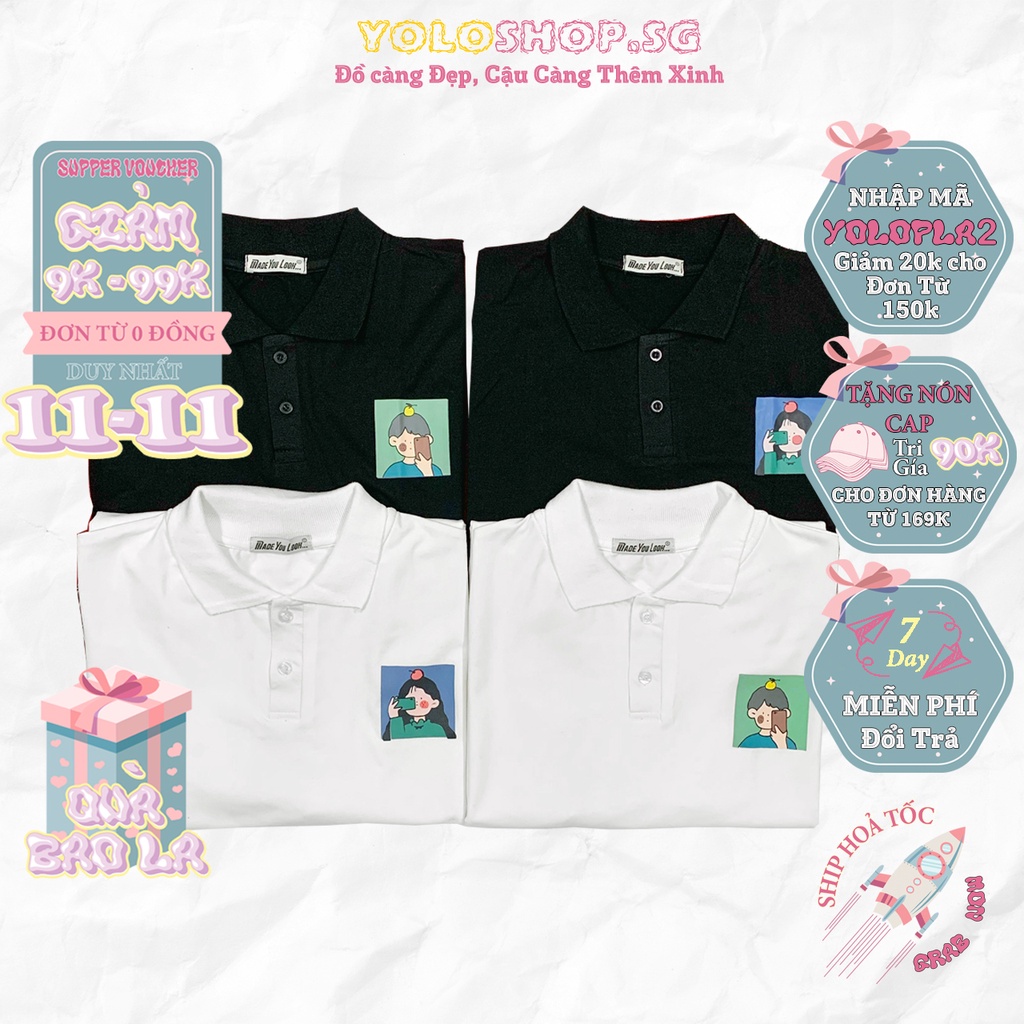 Áo thun polo tay lỡ 📷 CHỤP HÌNH 📷 phông Unisex nam nữ tee oversize form rộng pull Ulzzang Streetwear Hàn Quốc vải mềm