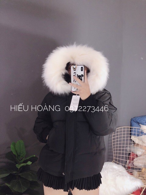 Áo phao béo ngắn tay gân mũ lông hàng QCCC (hàng có sẵn )-béo ngắn tay gân