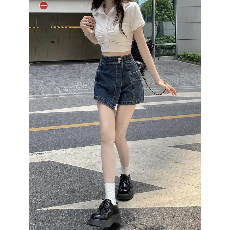 Quần Jeans Lưng Cao Phong Cách Hàn Quốc Cho Nữ