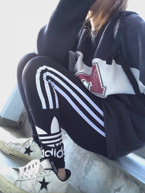 Quần Legging short das 3 sọc logo chân 3-Stripes Trefoil leggings 661 originals 3-Stripes Trefoil leggin
