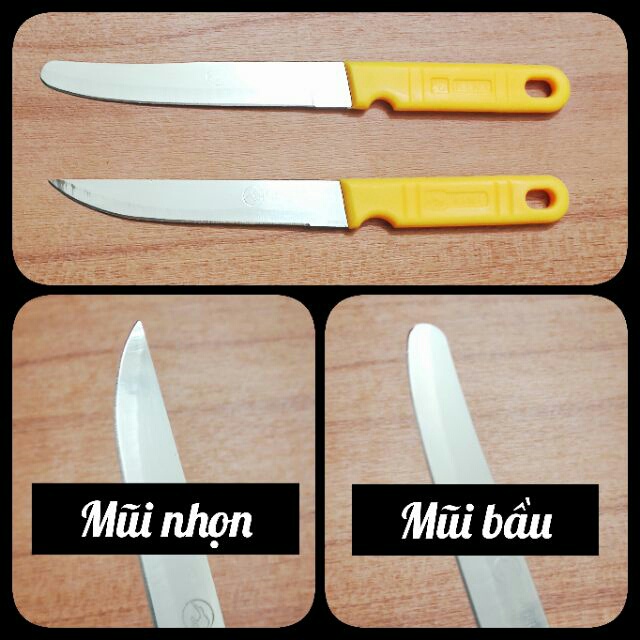 Hộp 12 Cây Dao Kinwi Stainless Steel Kitchen Knife Cán Vàng Mũi Bầu - 512