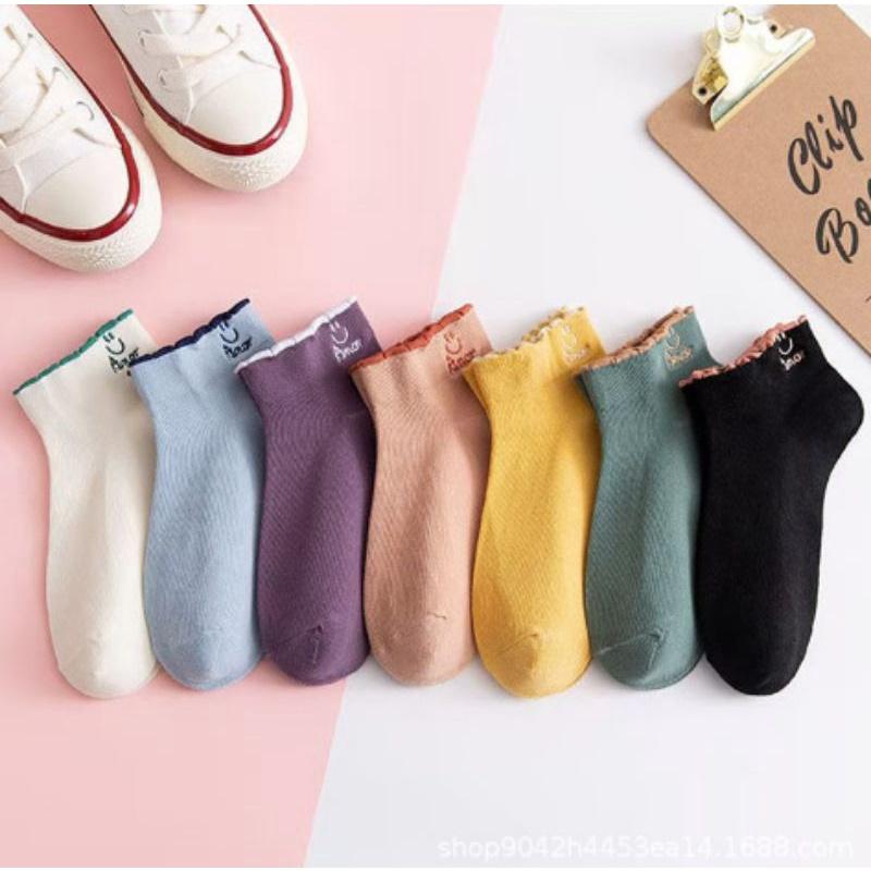 Set 10 tất nữ cổ thấp hình mặt cười - Bộ 10 vớ nữ cổ ngắn Hàn Quốc