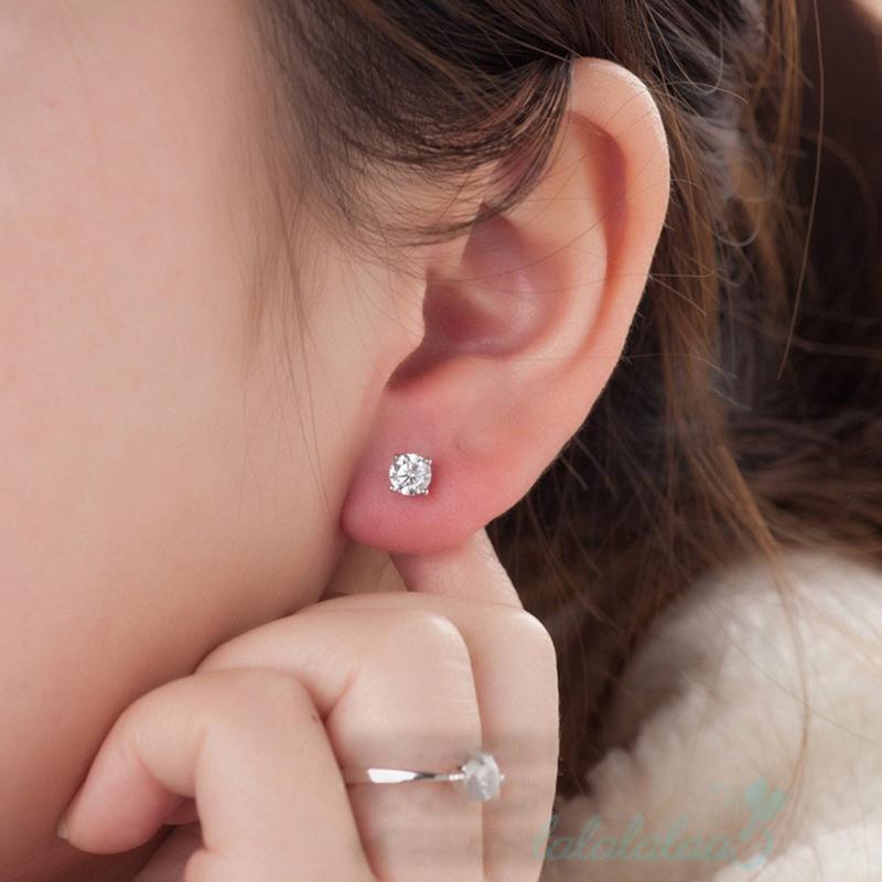 Bông tai dạng xỏ đính đá pha lê 5 cánh cho nữ

