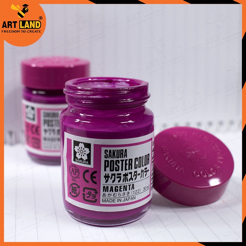 MÀU SAKURA POSTER COLOR HŨ 30ml - MAGENTA , FLUORESCENT BLUE