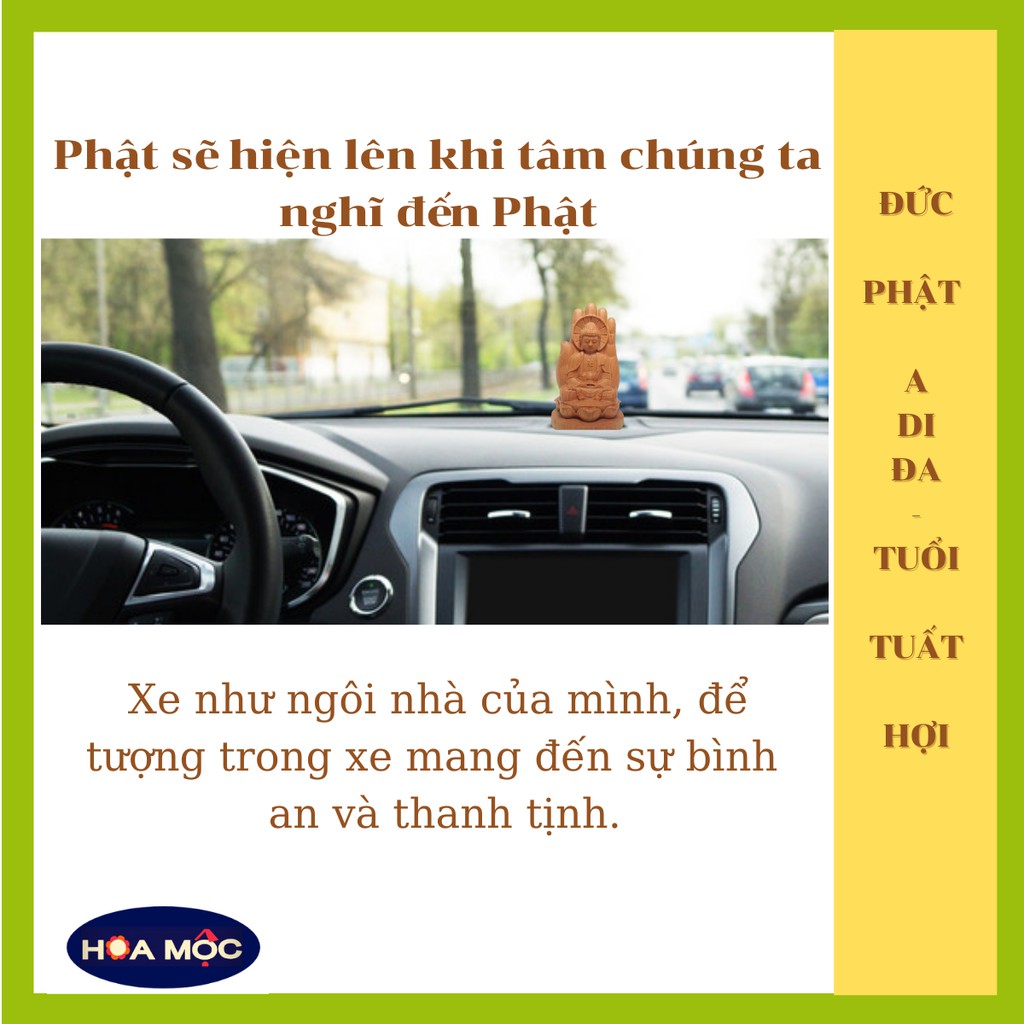 TƯỢNG PHẬT BẢN MỆNH TUỔI TUẤT-HỢI PHẬT A DI ĐÀ [HOA MỘC] {FREE SHIP}, ĐỂ XE Ô TÔ, TRANG TRÍ BÀN HỌC TRẺ EM, QUÀ TẶNG