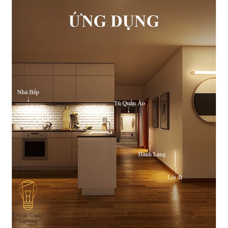 Đèn Led Dán Tủ Cảm Biến Thân Nhôm Cao Cấp Energy Green Lighting WH-L01-GY - 24-40cm - 3 Chế Độ Ánh Sáng