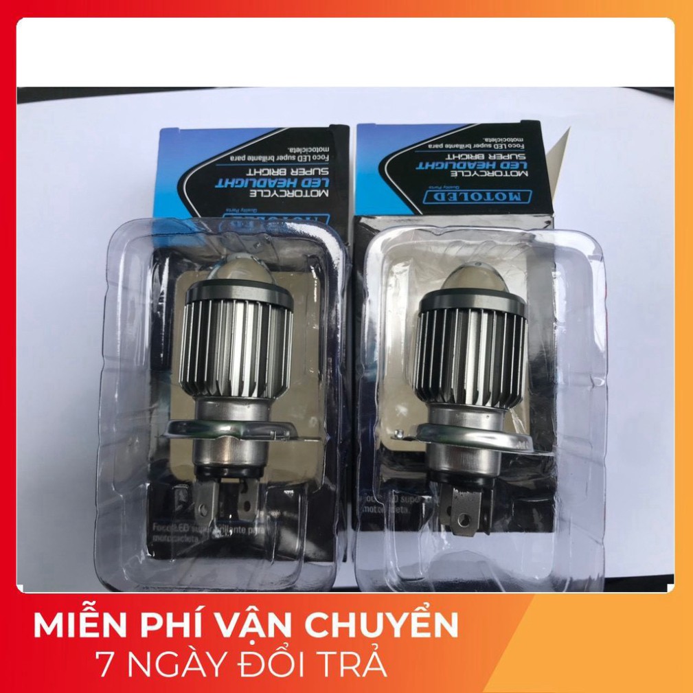 Đèn Led pha H4 gương cầu Mini Cos Vàng Pha Trắng gắn như ZIN ko chế mọi loại xe máy