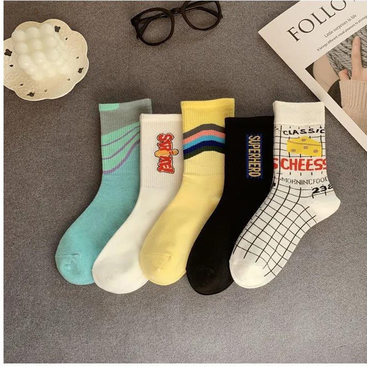Tất vớ cổ cao phong cách hàn quốc ❤️Free ship❤️ tất cổ cao họa tiết dễ thương mít Store 002