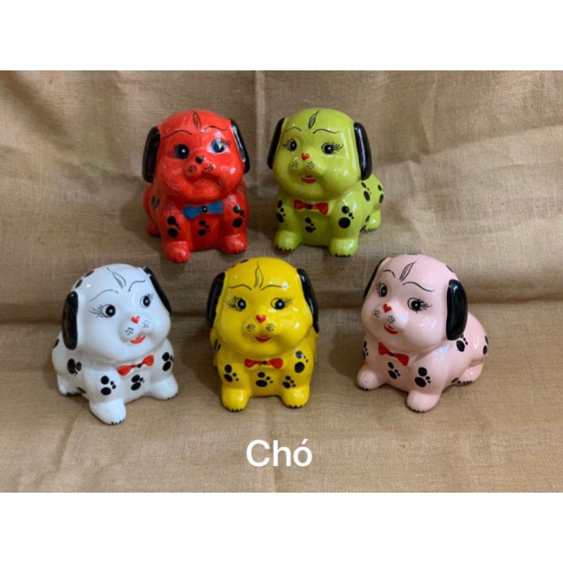 Chó tai cụp tiết kiệm cao hàng đẹp siêu xinh size 17 x24 H24cm - Chó sứ tiết kiệm - Heo lợn sứ tiết kiệm