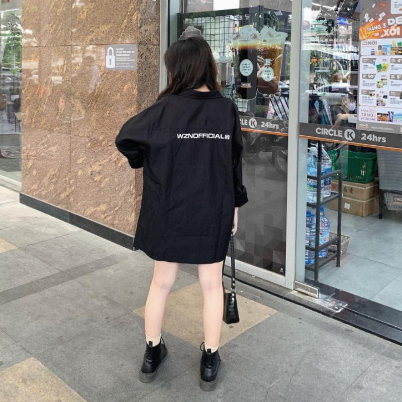 Áo Sơ mi dáng dài tag sắt WZN unisex