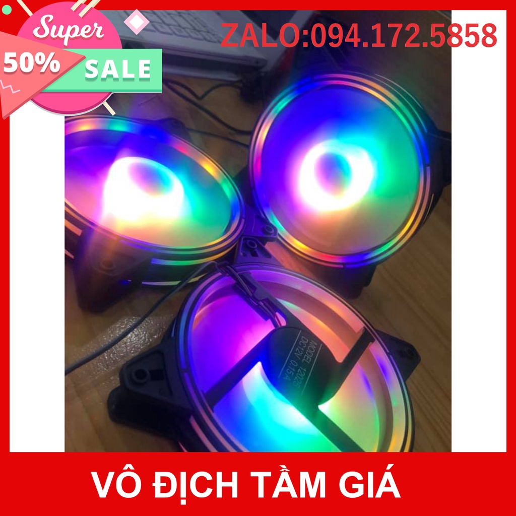 HOT -  Quạt tản nhiệt , PC RGB Led 12cm sáng viền ( fan ned đơb WM - star V5) - (cắm trực tiếp vào nguồn)