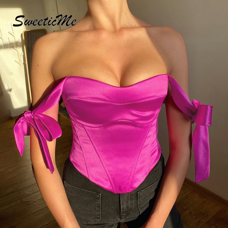 Áo satin trễ vai thiết kế mới quyến rũ thời trang dành cho nữ