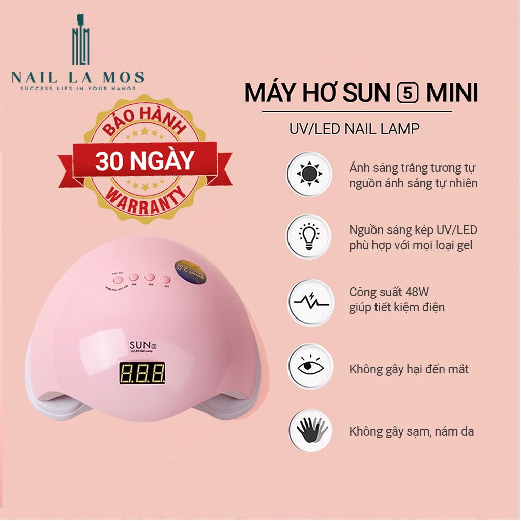 Máy hơ gel SUN 5 UV/LED tem xanh 48W 24 bóng đèn - Máy hơ mini dành cho học viên thực hành