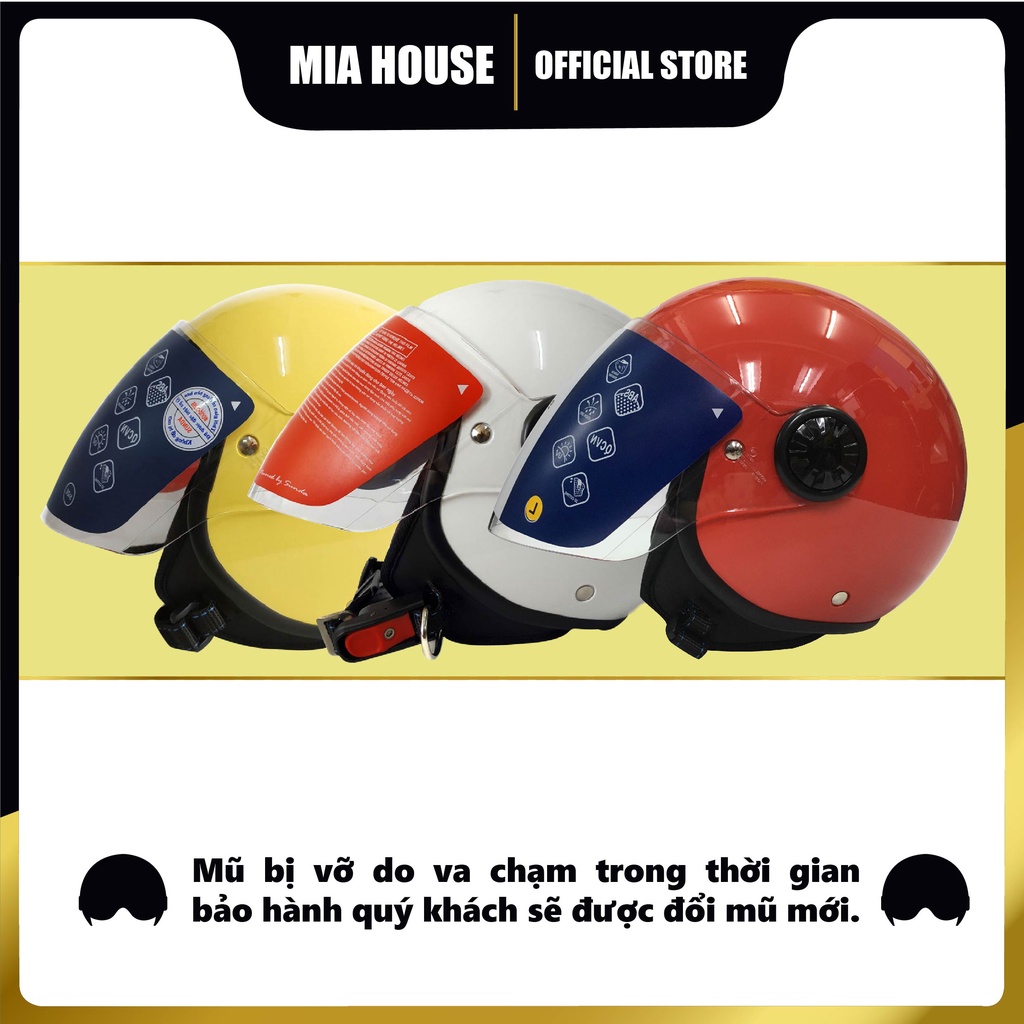 Mũ bảo hiểm 3/4 SUNDA 228 phù hợp cho nữ hoặc nam vòng đầu trung bình, kính trong hoặc trà, lót mũ tháo giặt - đủ màu