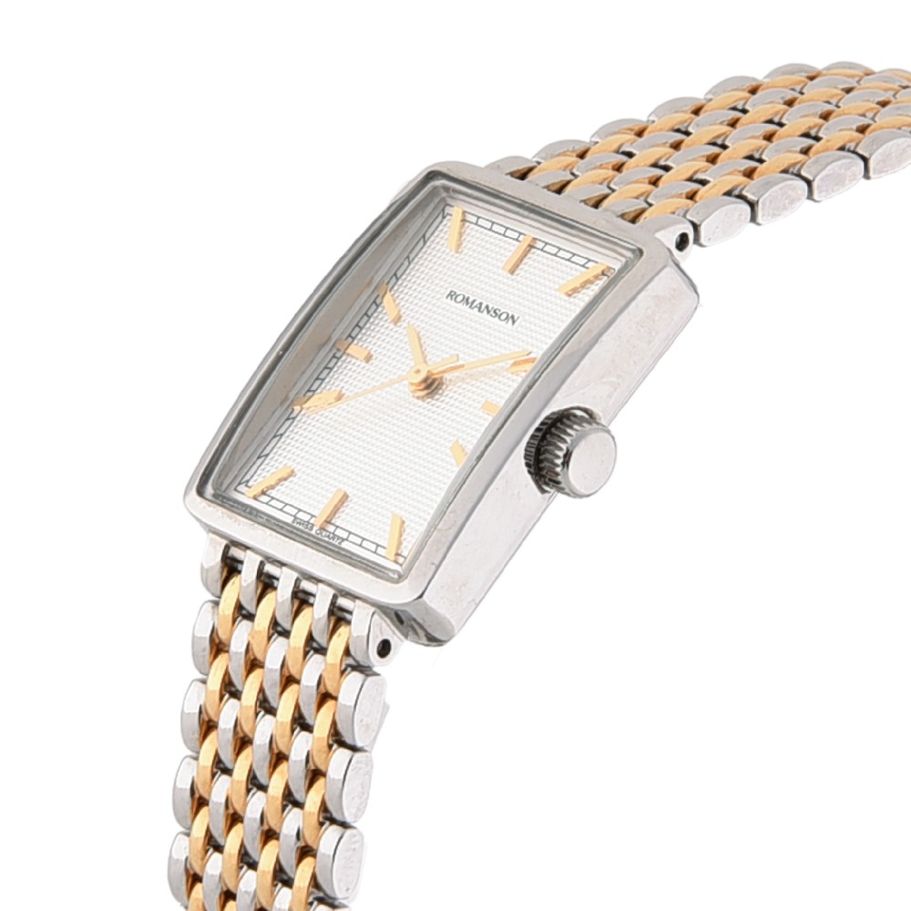 Đồng hồ Romanson Watch DM5163LCWH nữ mặt chữ nhật kính chống xước, máy Thụy Sĩ chống nước, dây thép cao cấp chính hãng