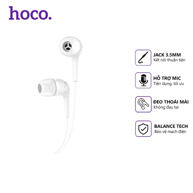 Tai nghe dây Hoco M40 jack 3.5mm, dài 1.2m, tương thích nhiều thiết bị