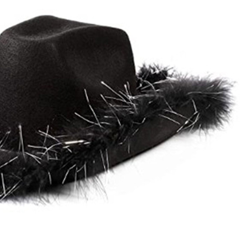 Mũ Fedora Đính Kim Sa Lấp Lánh Phong Cách Cao Bồi Phương Tây Hóa Trang Cho Nam Và Nữ