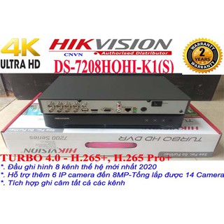 Đầu ghi hình Camera 8 kênh thế hệ mới nhất 4.0-chuẩn H.265+ HIKVISION DS-7208HQHI-K1(S)