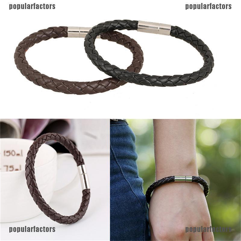 Vòng Tay Da Với Móc Khóa Nam Châm Cho Nam Và Nữ