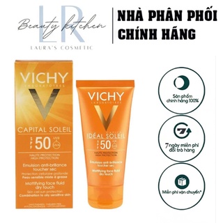 Kem Chống Nắng Vichy Ideal Soleil Bảo Vệ Da Mặt, Không Gây Nhờn Rít SPF50, PA+++ 50ml