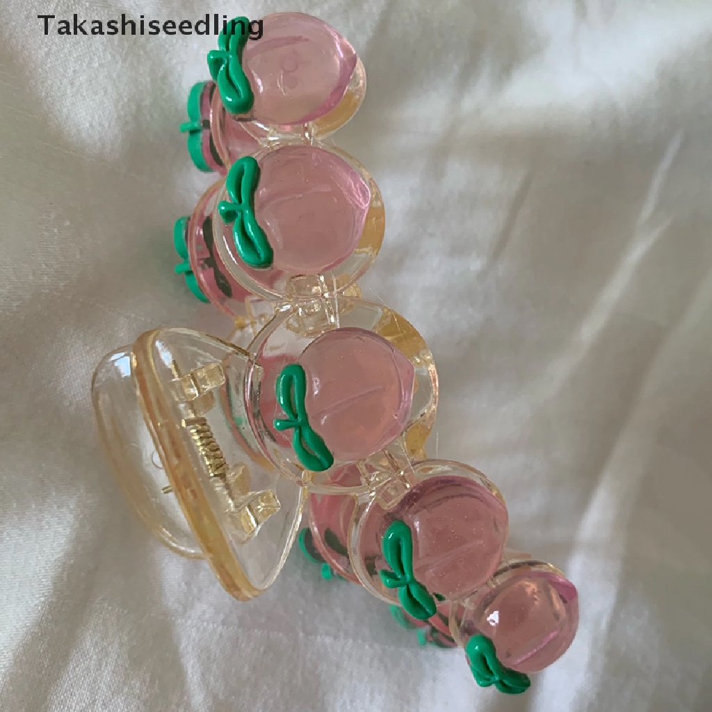 Kẹp tóc càng cua acrylic trang trí quả đào/ hoa hồng phong cách ngọt ngào