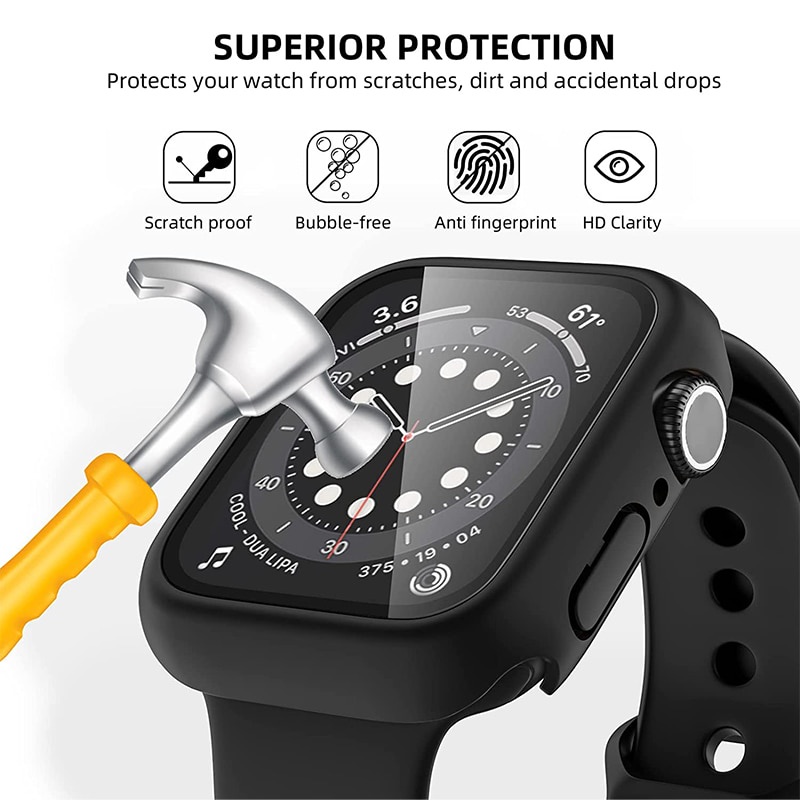 Ốp Bảo Vệ Mặt Đồng Hồ + Kính Dành Cho Apple watch 7 6 SE 5 4 3 iWatch serie 45mm 41mm 44mm 40mm 42mm 38mm