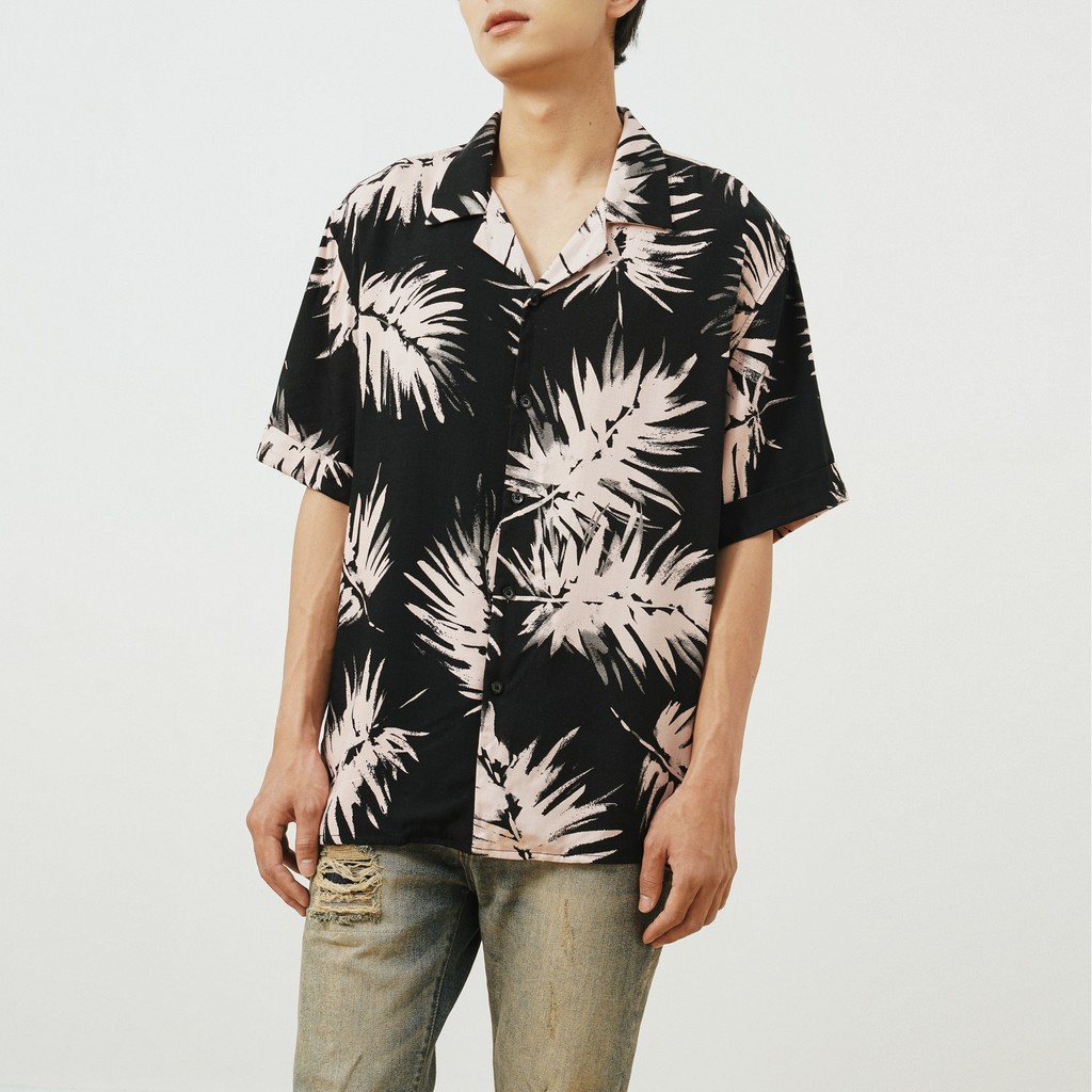 Áo Sơ Mi Cộc Tay Cổ Ve Nam Hoạ Tiết Lá Dừa Hồng UNICUS Dattier Shirt | BigBuy360 - bigbuy360.vn