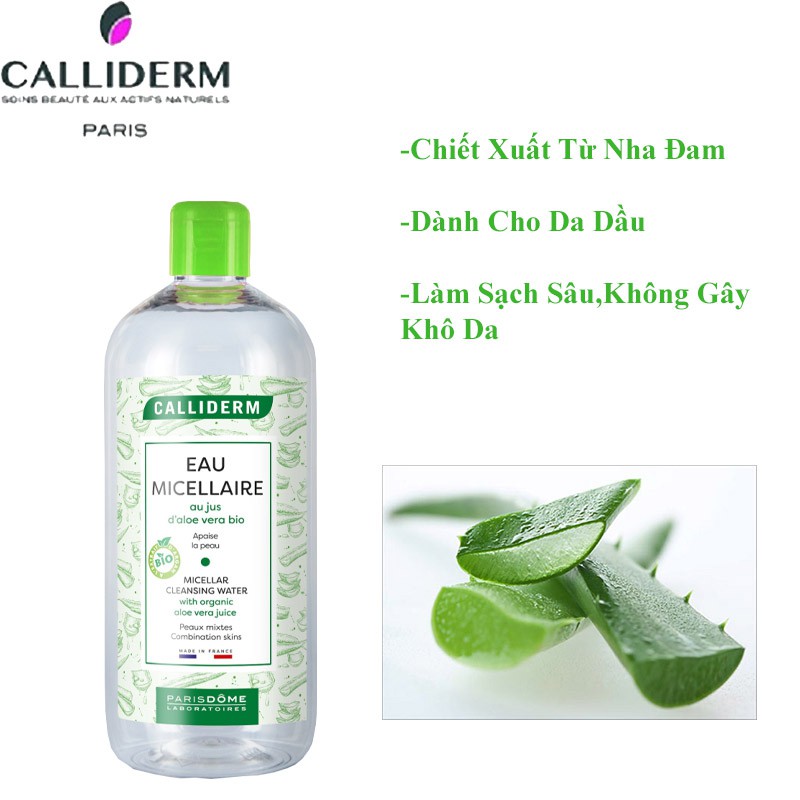 Nước Tẩy Trang Cho Da Dầu Micellaire CALLIDERM Pháp 500ml ( Xanh Lá )