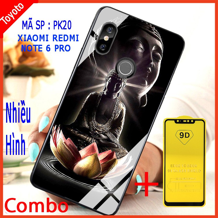 COMBO ỐP LƯNG XIAOMI REDMI NOTE 6 PRO (ốp lưng kính 3D + tặng kèm kính cường lực full màn hình)