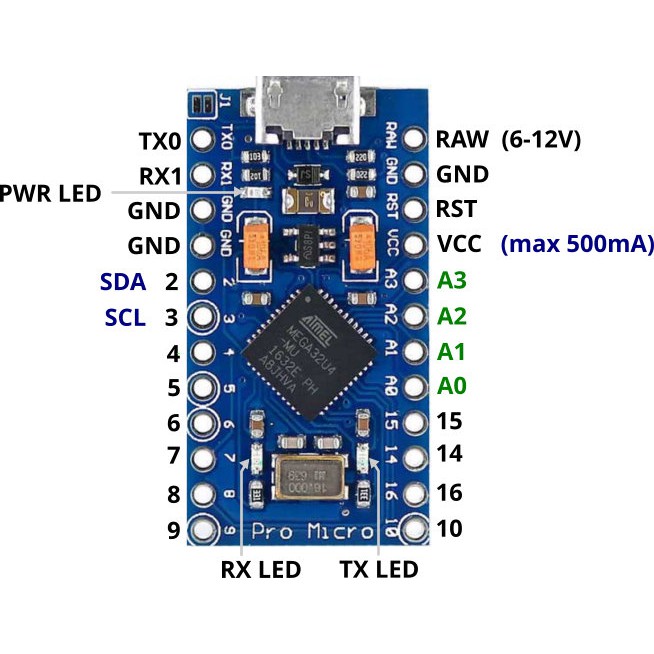 Mạch module Arduino Pro Micro 5v 16M ATmega32U4